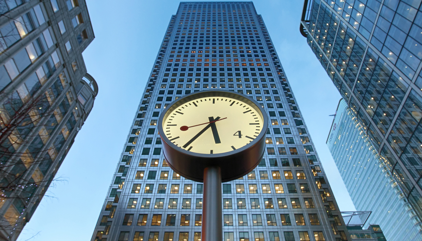 Clock in the city of London