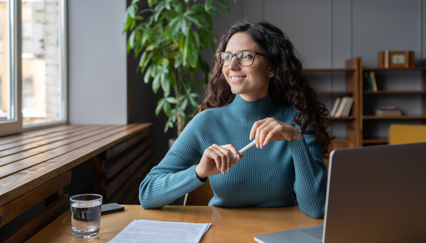 A person working from their office